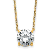 14k 3 1/2 carat Certified Lab Grown Diamond VS+ F+ Round Complete Four Prong 18 inch Solitaire Necklace